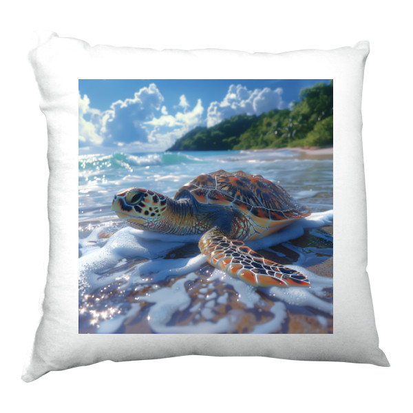 Satin Pillow s potiskem Homecoming - sea turtle on the coast